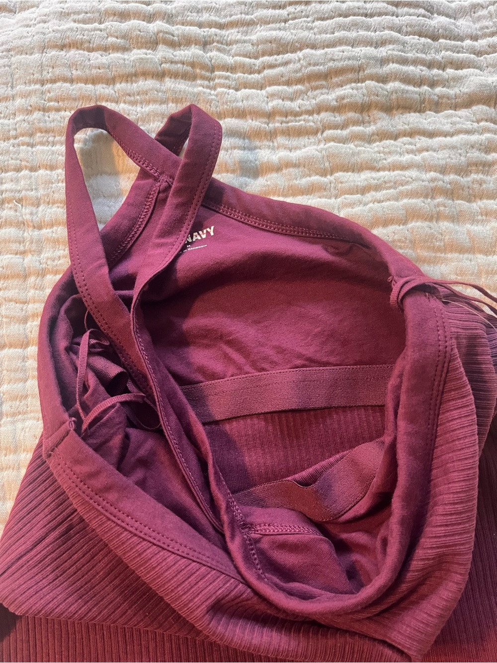 Old Navy Maroon Ribbed Cross-Back Cami - Picture 3 of 4